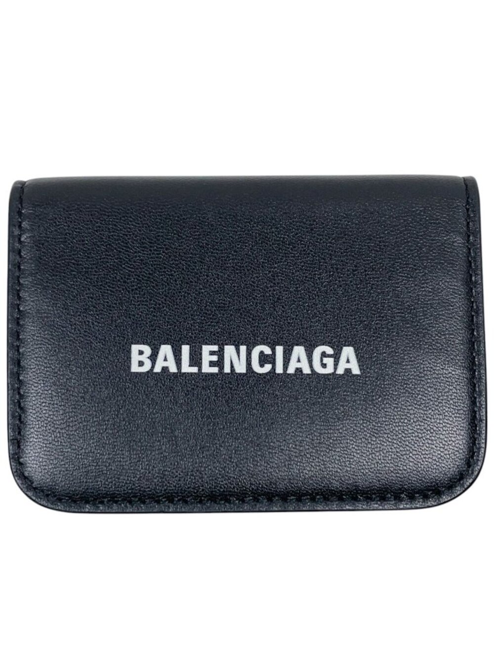Balenciaga Trifold Wallet Cash Mini Leather Black